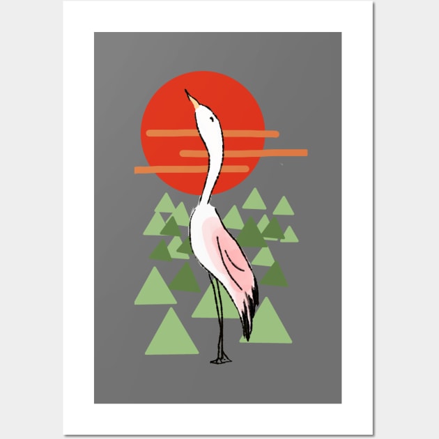 Egret With Sunset Wall Art by DesignTree